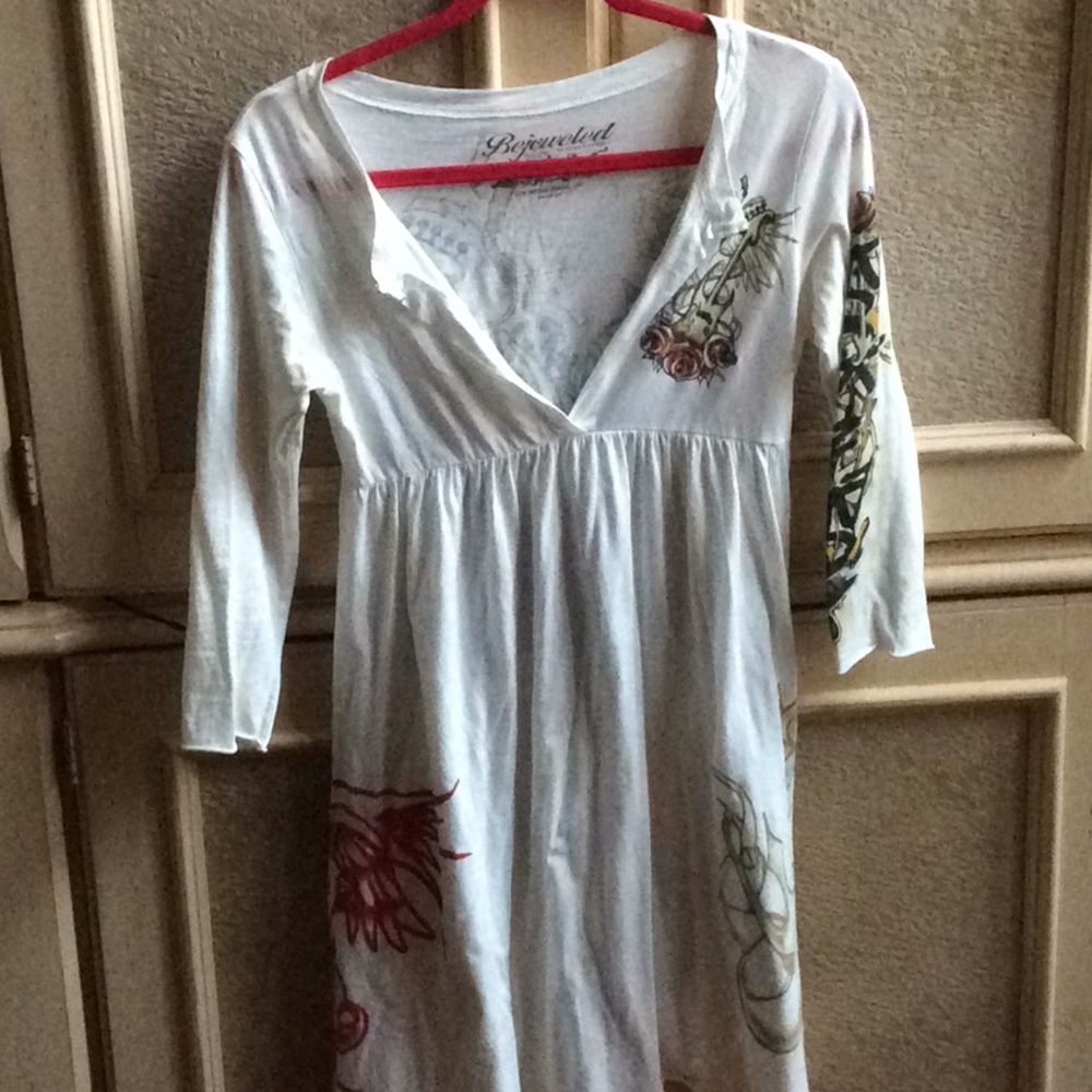 EUC Bejeweled 3/4 dress or tunic size small